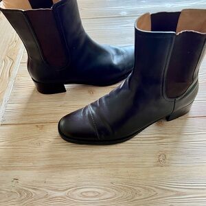 Lands’ End Brown Leather Pull-On Ankle Boots | Women’s Size 8